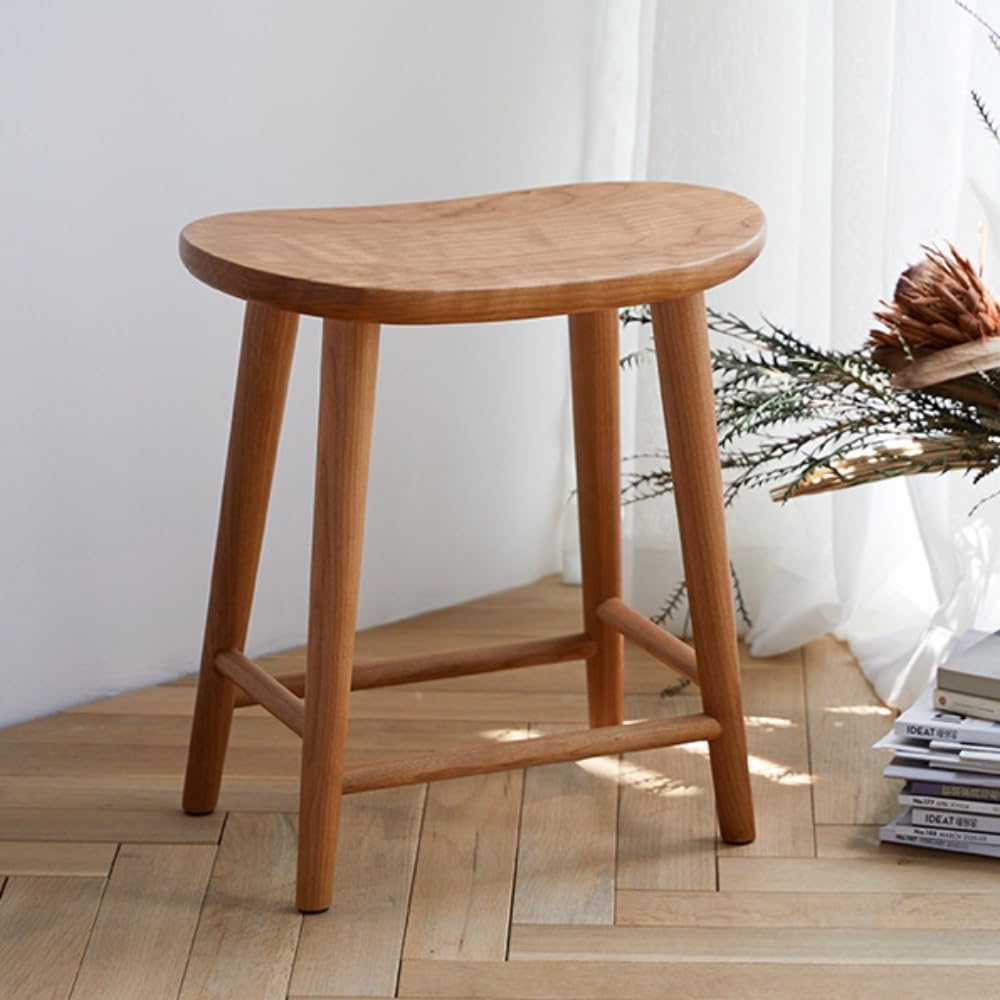 スツール 木製 椅子 チェリー材 ダイニングチェ ドレッサー椅子 幅42cm×奥行26cm×高さ44.5cm 100%無垢材 北欧 ウッドスツール リビングチェア 靴交換スツール ウッドスツール 化粧