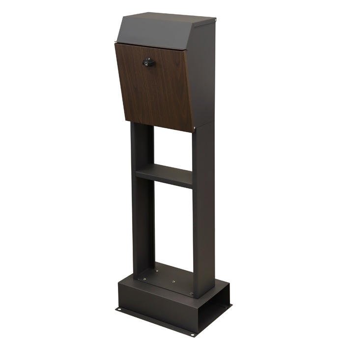 郵便ポスト スタンドポスト Fiore フィオーレ SDM-019 ダークグレー/ブラウン木目