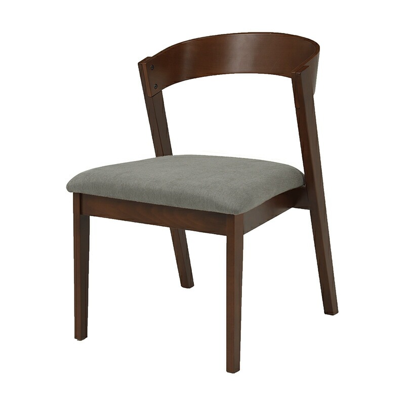 ダイニングチェア（ダークブラウン/グレー）　MI-8611DBR-LGY個性的な背もたれのカーブがお部屋のアクセントになるダイニングチェアー