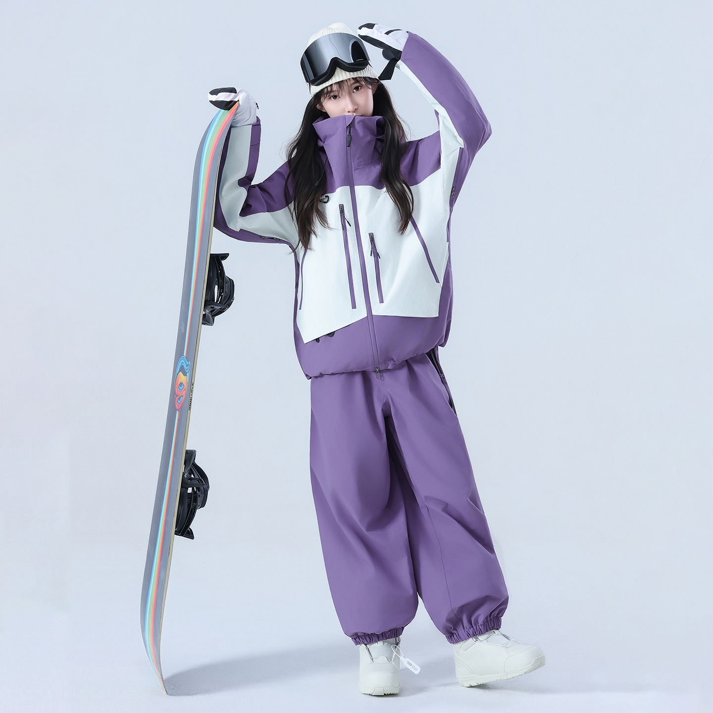 女性と男性のためのスキースーツシングルボード防水肥厚フルテーププロフェッショナルスノースーツトップとパンツスーツ3lカラーマッチング