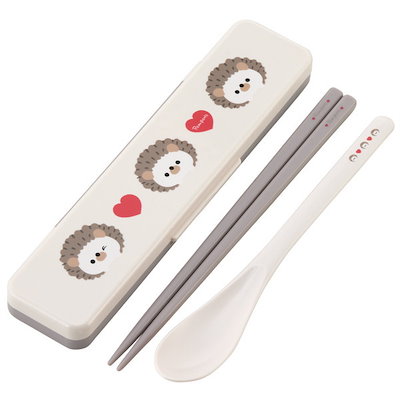 他サイト： CCS3SAAG PomponH ねずみ お弁当 コンビセット (箸スプーン)18cm シリコンクッション付きで音が鳴らない 抗菌加工の商品画像