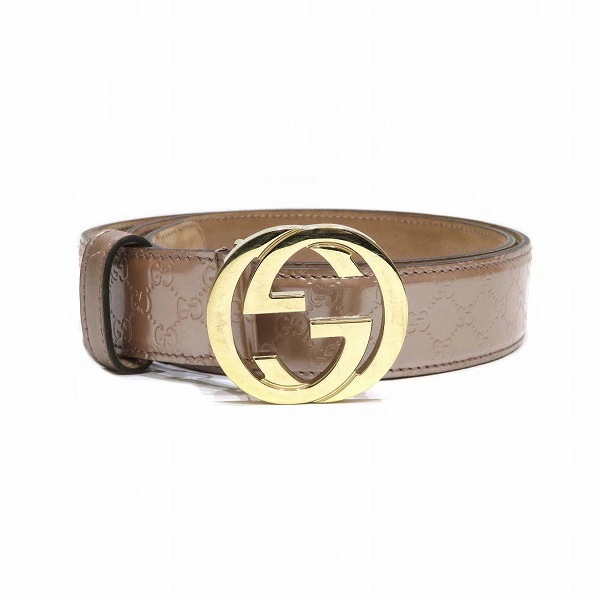 グッチ 114874・1476 インターロッキング グッチシマ ベルト レディース【中古】