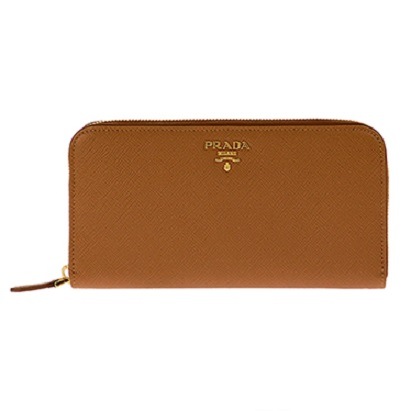 PRADA 1ML506-S/ME/CARAMEL プラダ ラウンドファスナー長財布 型押レザー キャラメル/ゴールド /取寄品