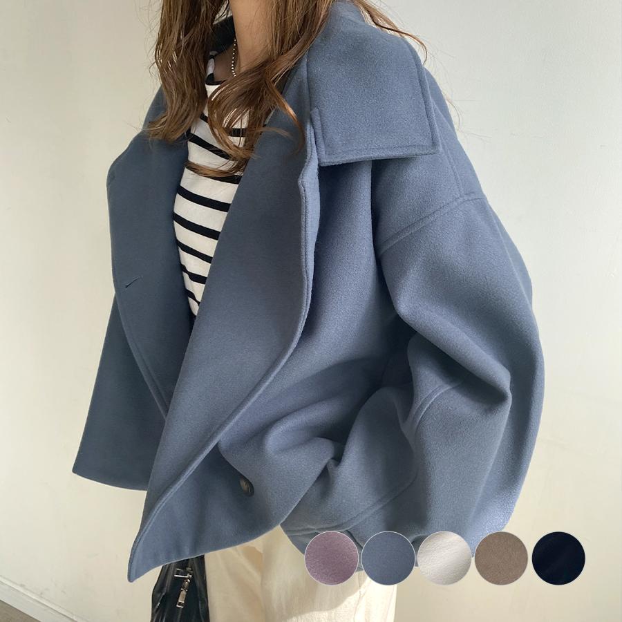 ショートコート アウター エレガント カジュアル 上品 大人可愛い 韓国 ファッション /フェイクウールスタンドカラーショートコート 7,871円