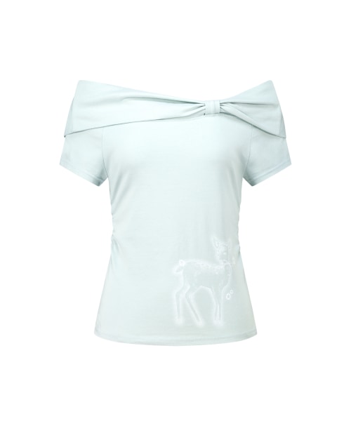 【ILLIGO】 SAESO DEER BOW OFF SHOULDER T-SHIRT MINT 正規品