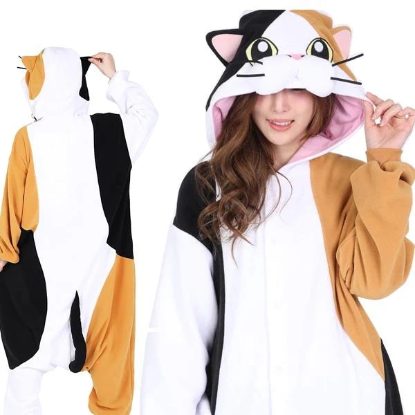 着ぐるみフリース 三毛ネコ 大人用 コスプレ衣装 男女兼用 猫 パジャマ