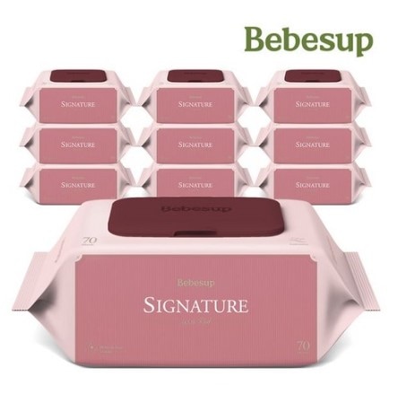 ベベフォレスト シグネチャーウィズレッド ウェットティッシュ キャップ型/厚いエンボス ベビーティッシュ70枚10個