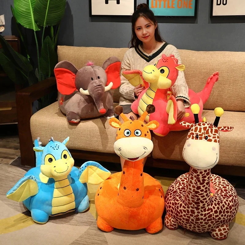 子供ソファー ぬいぐるみ 座布団 全9デザイン キリン Giraffa ゾウ ぞう 象 エレファント 恐竜 ダイナソー 座椅子 ミニソファー 一人掛け キッズソファー こどもソフ