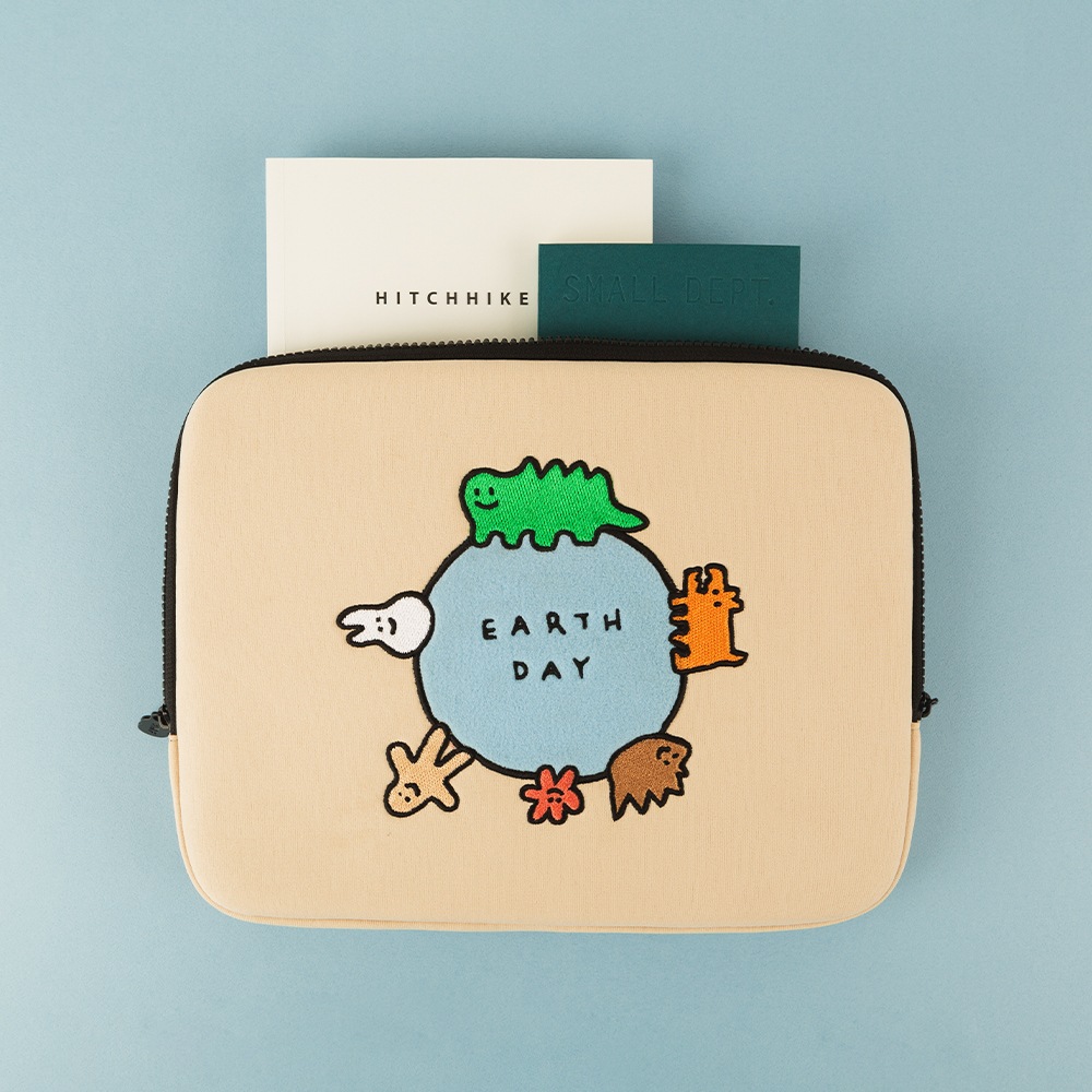 刺繍iPadノートパソコンポーチEarth day