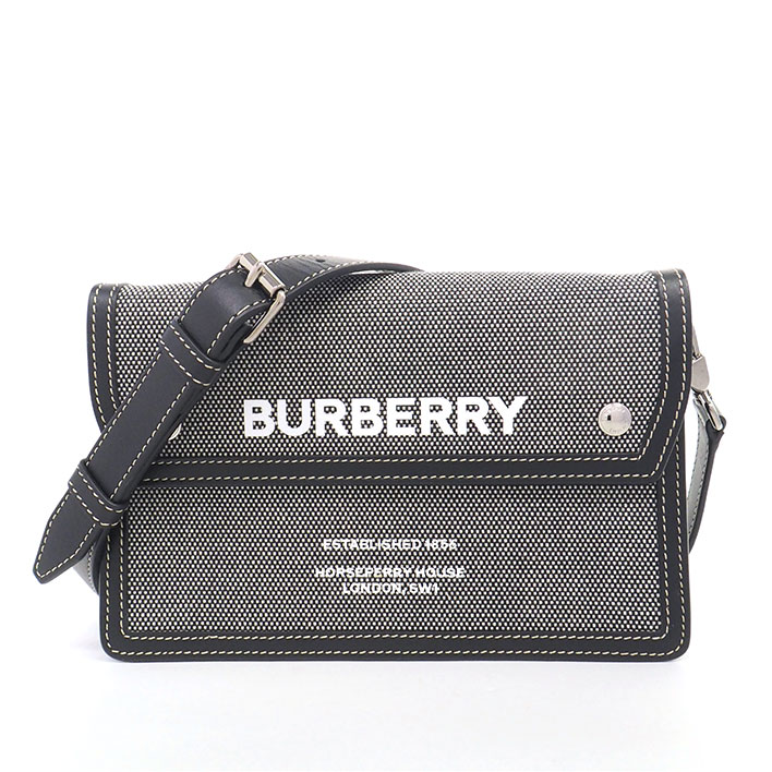 【美品】バーバリー クロスボディバッグ ホースフェリー ロゴ シルバー金具 レディース【ショルダーバッグ】