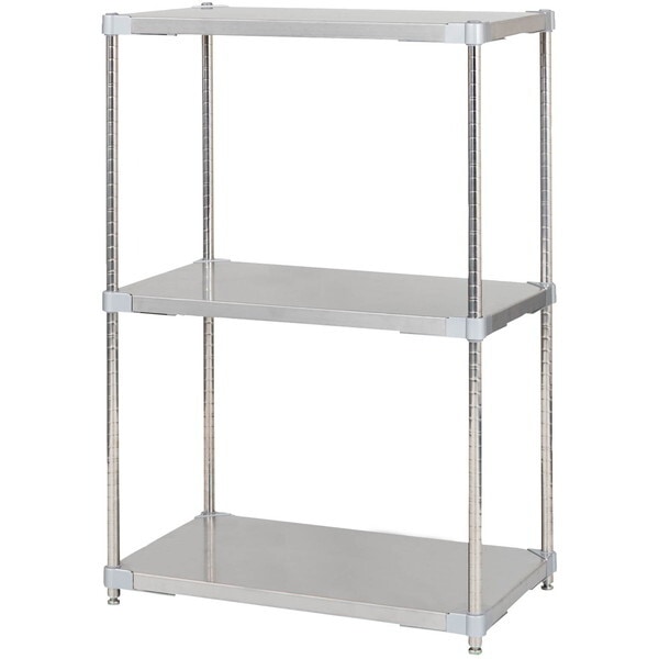 アイ・エル・シー GSS3-4676 燕三条製 PROFACE SUS304ステンレスソリッドシェルフ3段 460×760×1200 SUS304ステンレスポール メーカー直送