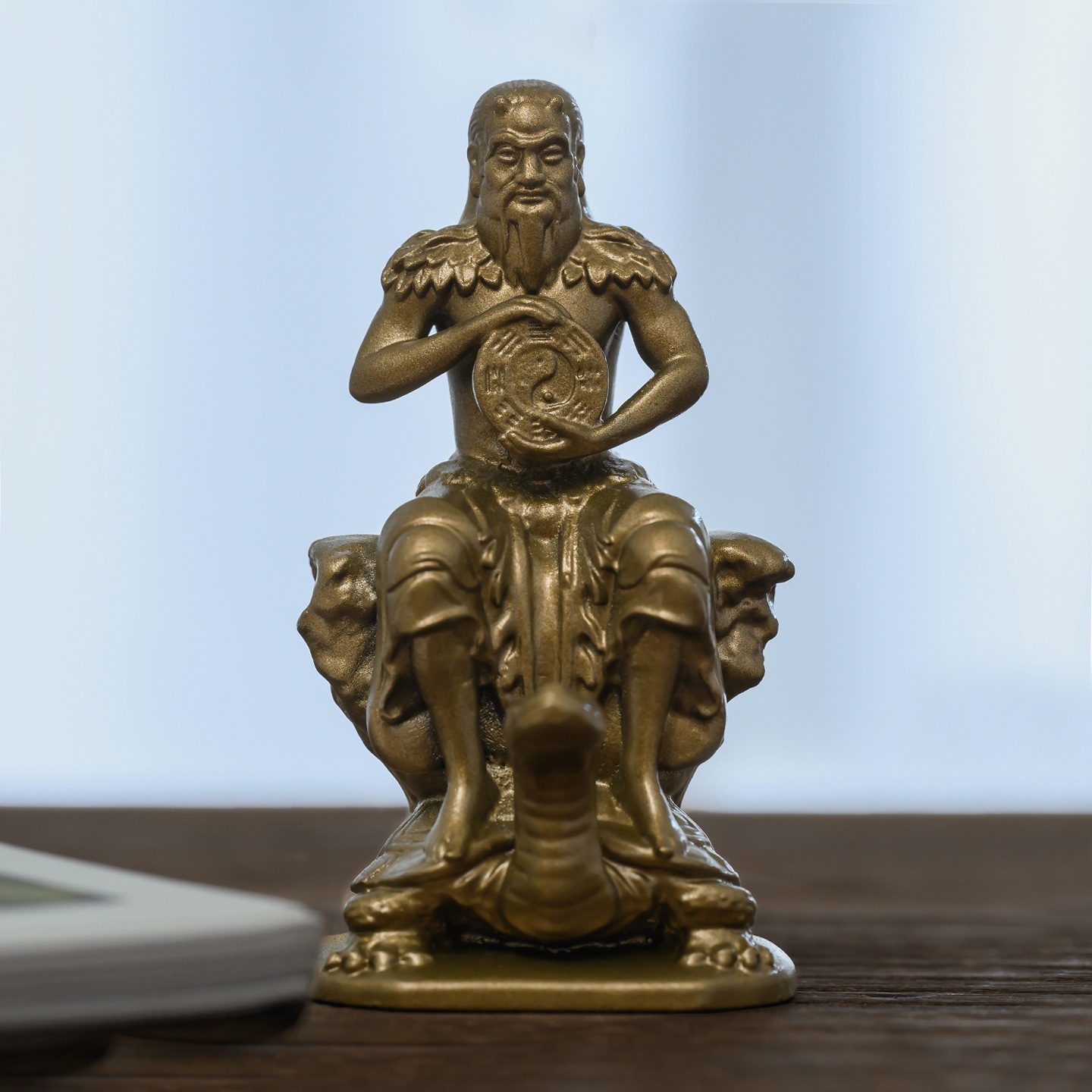 手作 伏羲像 黄銅製の知恵と調和の象徴書斎やリビングで精神の安定と家庭の和睦を導く