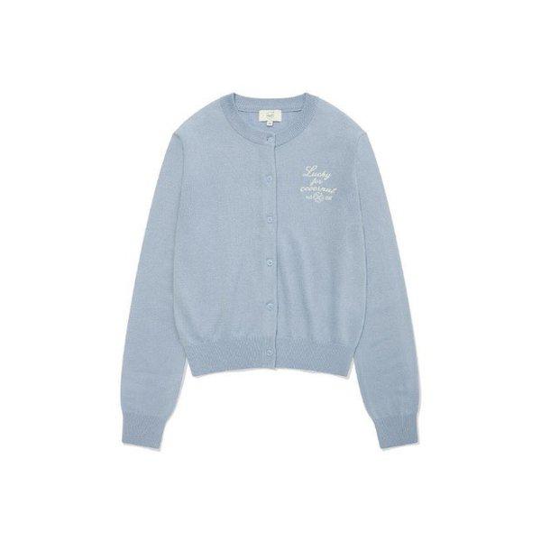 ジャケット JQS CO2403KT70-LB ウーマン ベーシック ラウンド ウール ニット カーディガン ライトブルー