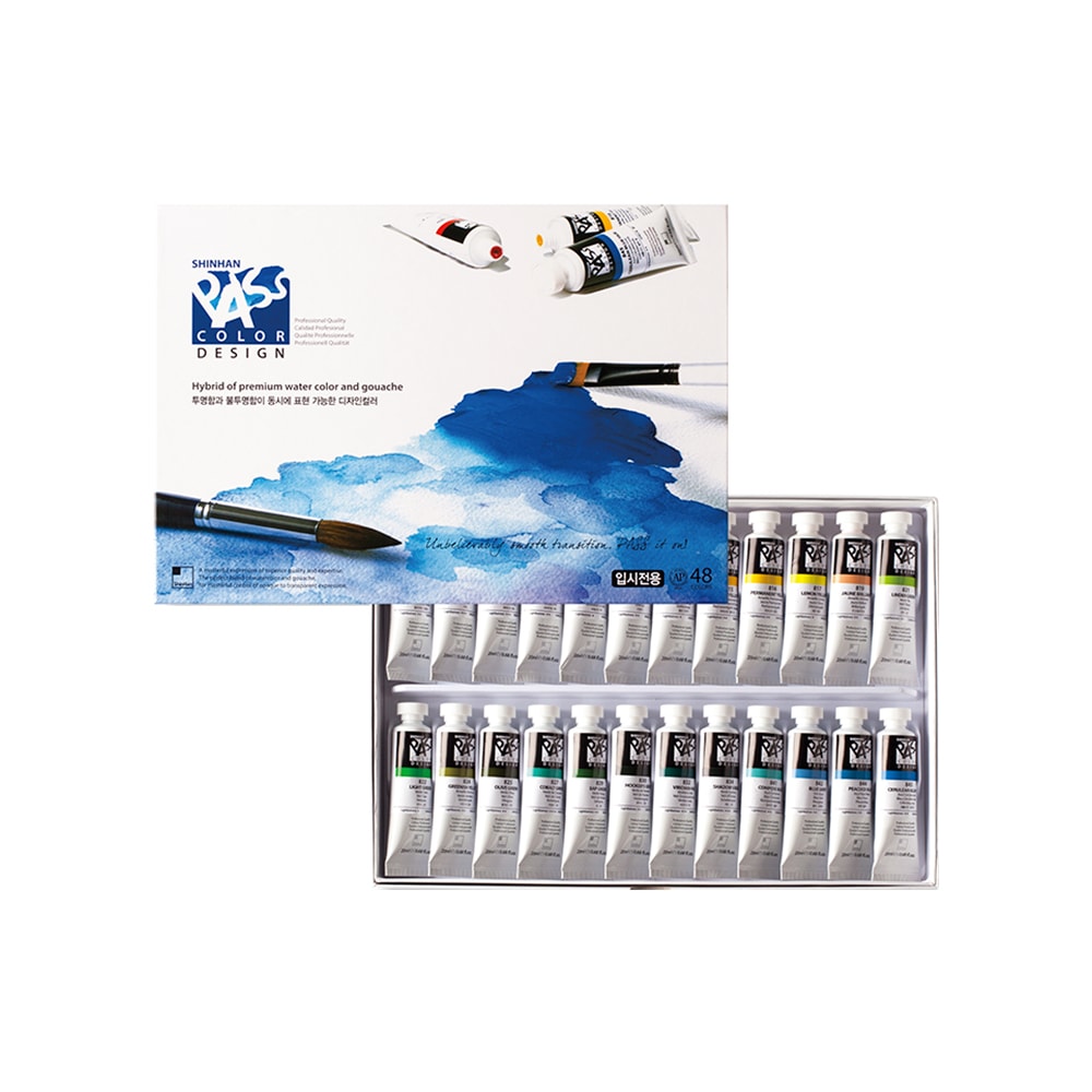 【公式】SHINHAN パスデザインカラー 20ml 48色セット / 不透明水彩 / デザイン・広告美術用 / 韓国正規品
