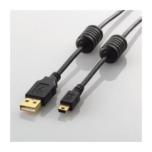 (まとめ)エレコム フェライトコア付きUSB2.0ケーブル U2C-MF05BK(×10セット)