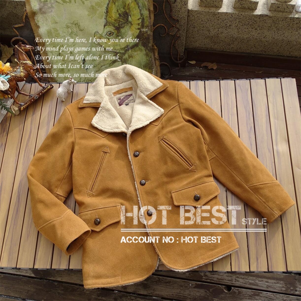 カウハイド 30s スイッチヤードコートスタイル ムートン レザージャケット メンズ 革ジャン カーコート ブレーキマン ラム 羊革