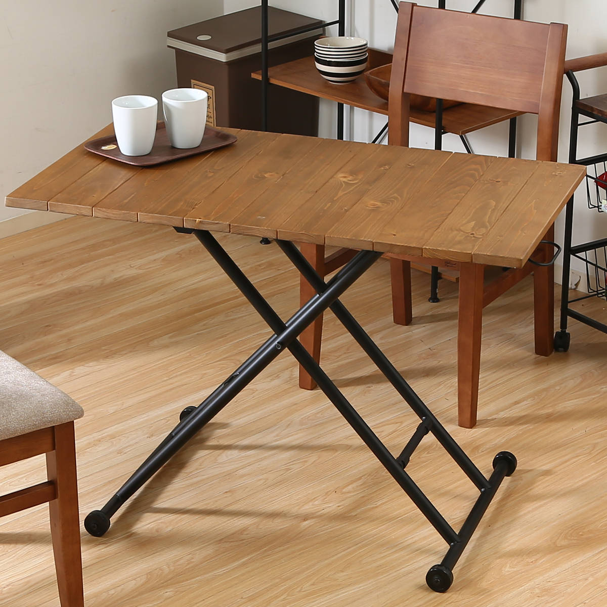 昇降テーブル 幅100cm 高さ調整 アンティーク調 レバー式 昇降式テーブル 幅 100 テーブル ローテーブル ソファテーブル レバー式 折りたたみ 収納 リフトテーブル 19,768円