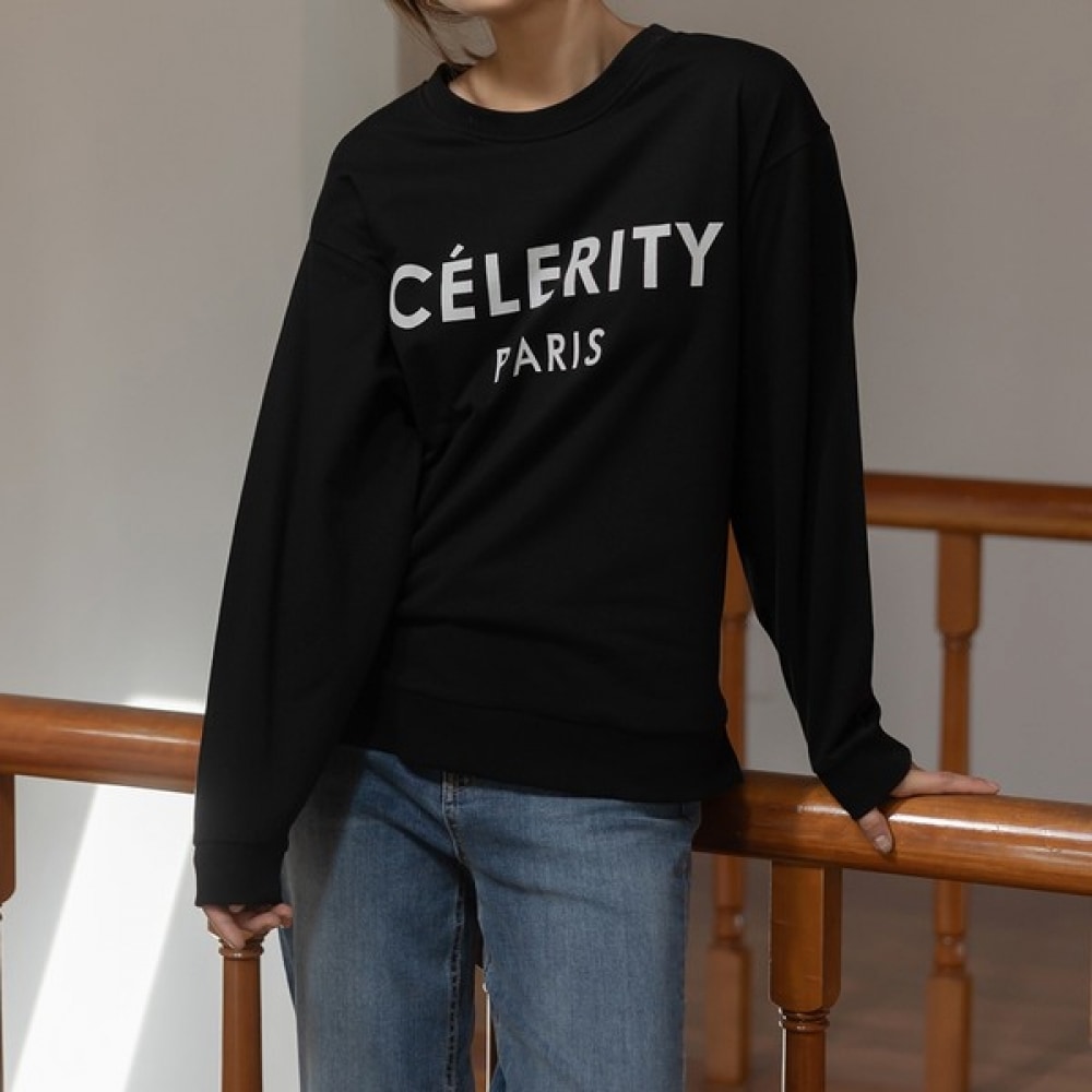 (Elysia) タビンレタリングコットンスウェットシャツ