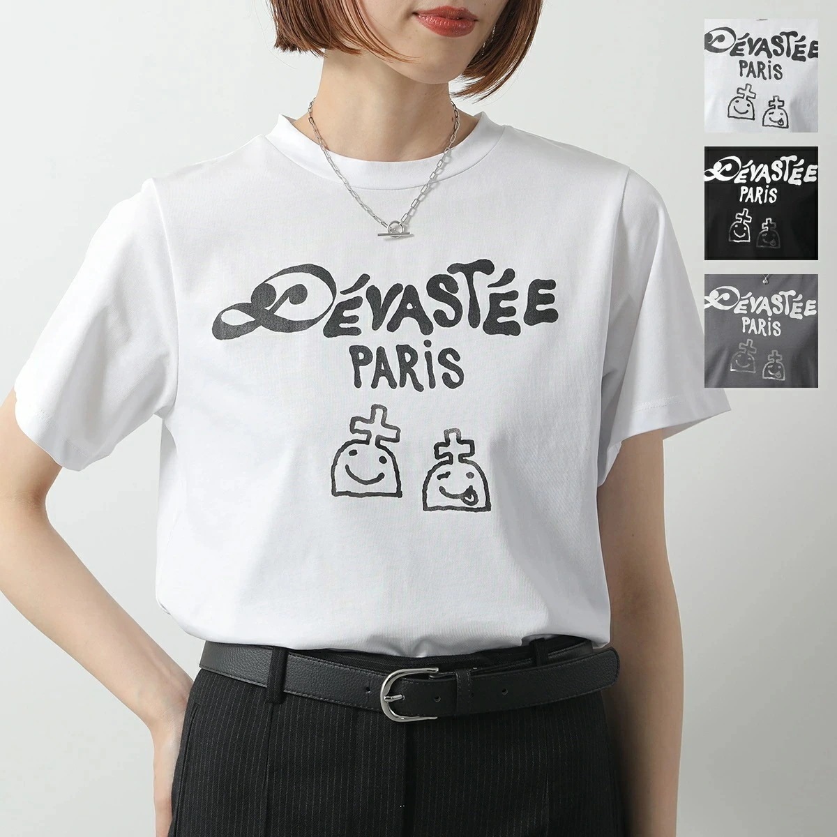DEVASTEE デヴァステ Tシャツ R3FWTP018 レディース 半袖 カットソー コットン ロゴプリント クルーネック ロゴT カラー3色 【mega】