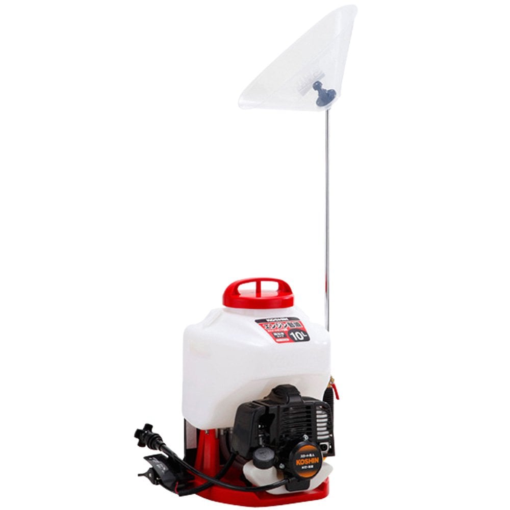 工進(KOSHIN) 背負い式 エンジン 動噴 タンク 10L ES-10CDX 2サイクル 混合 背引き スタート カスケード ポンプ 消毒 防除 除草 縦型2頭口噴口カバー付き泡状除草噴口