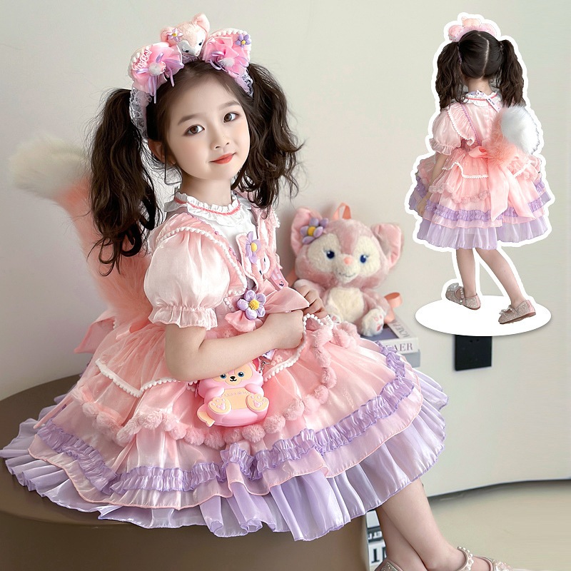 女の子ロリータ・リンナベルプリンセススカート2025女の子洋風演出ドレスポンポンスカート