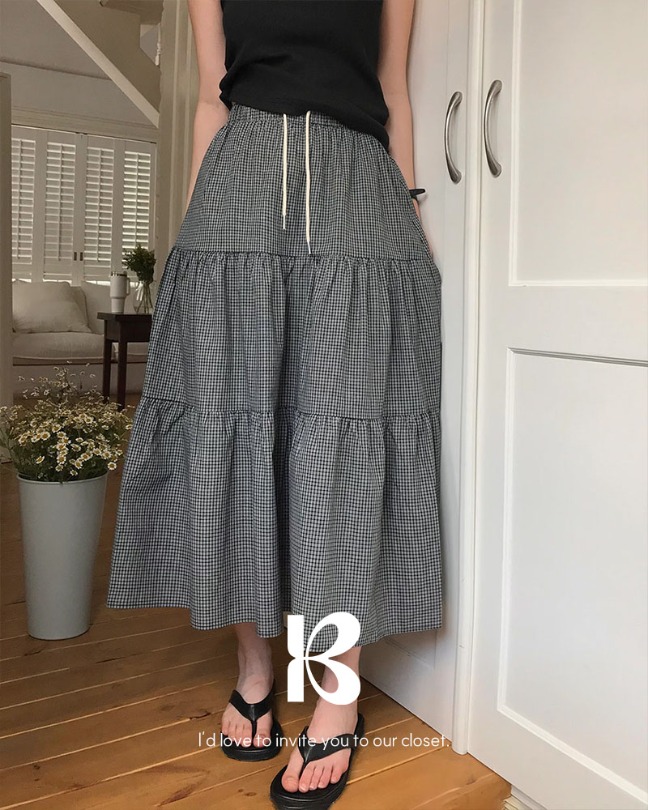 [MADE] ハイディチェックティアードロングスカート sk1152