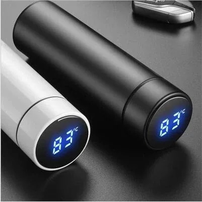 1つ買うと10個無料LED水温表示500ml ステンレスボトル 保温 保冷 直飲み 水筒 タッチ LEDデジタル 水温デ