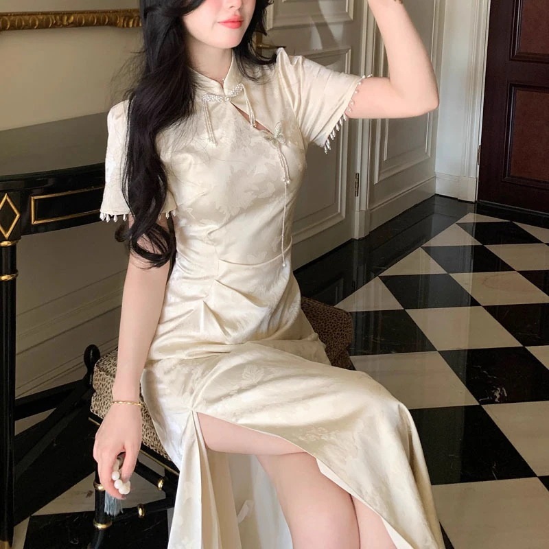 白ホワイト 二次会 ロングドレス ベアトップ 花嫁ドレス パーティードレス ウェディングドレス スーツロングドレス パーティードレ チャイナドレス 2025新作