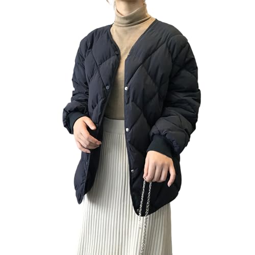 ジャケット 秋 冬 レディース インナージャケット アウター ノーカラー 軽量 ショート丈 中綿 冬コート ポケット付き 無地 ゆったり