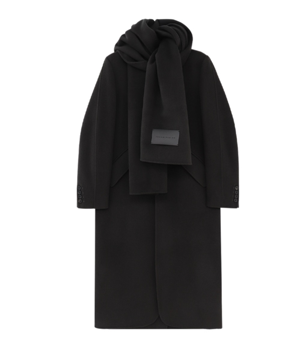 【TREEMINGBIRD】 [HANDMADE] CASHMERE SET-UP LONG COAT : DEEP BROWN