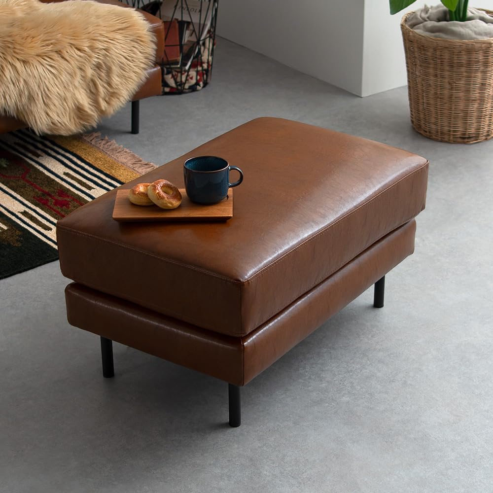 エア・リゾーム オットマン 足置き スツール おしゃれ 好みの配置でアレンジできるユニットソファMandy（マンディ） オットマン単品販売 (ブラウン（レザー）)