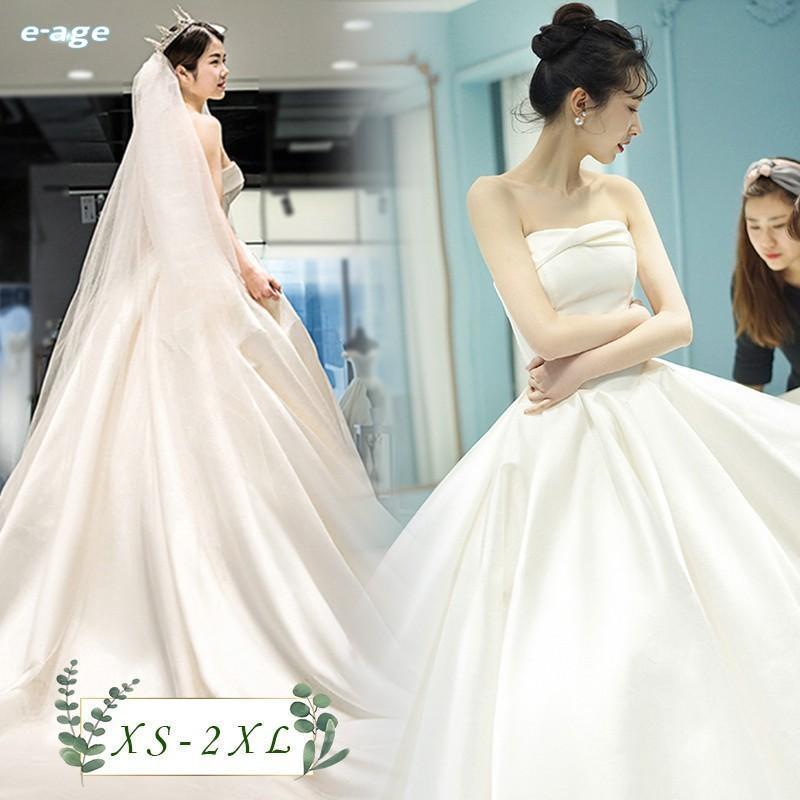 ウェディングドレス 二次会ドレス サテン全体 白ワンピース パーティードレス/森ガール/結婚式/二次会/披露宴 エレガント 旅行撮影ドレス 海外挙式 9,912円