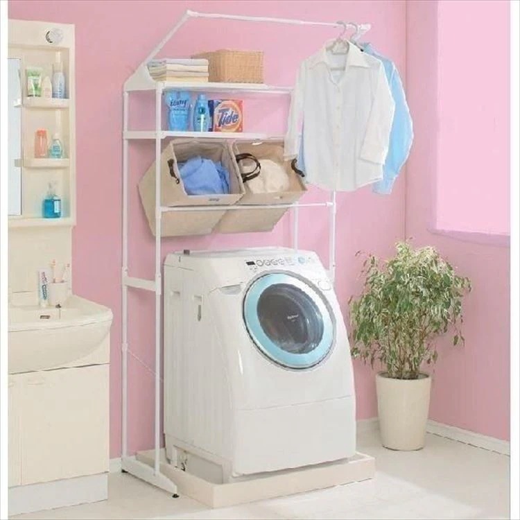 【公式】 ランドリーラック おしゃれ 縦型 スリム バッグ付 HLR-192B 洗濯機収納 脱衣所 洗面所 バスケット付 洗濯機ラック ラック ランドリー 洗面所 小物収納 メガ割