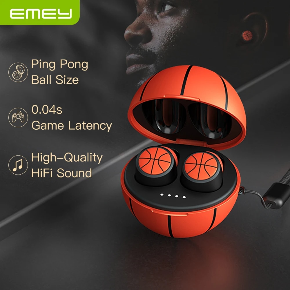 Emey バスケットボールbluetoothイヤホン dspノイズキャンセル スポーツヘッドセット twsイヤフォン IPX6 hd通話 部活 スポーツ