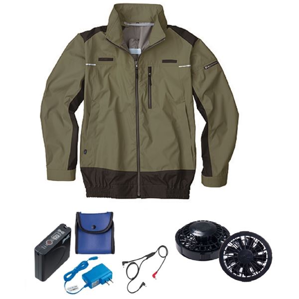 KU92110 空調服 ポリ製 遮熱フルハーネス仕様 FAN2200B/LISUPER1 緑 M