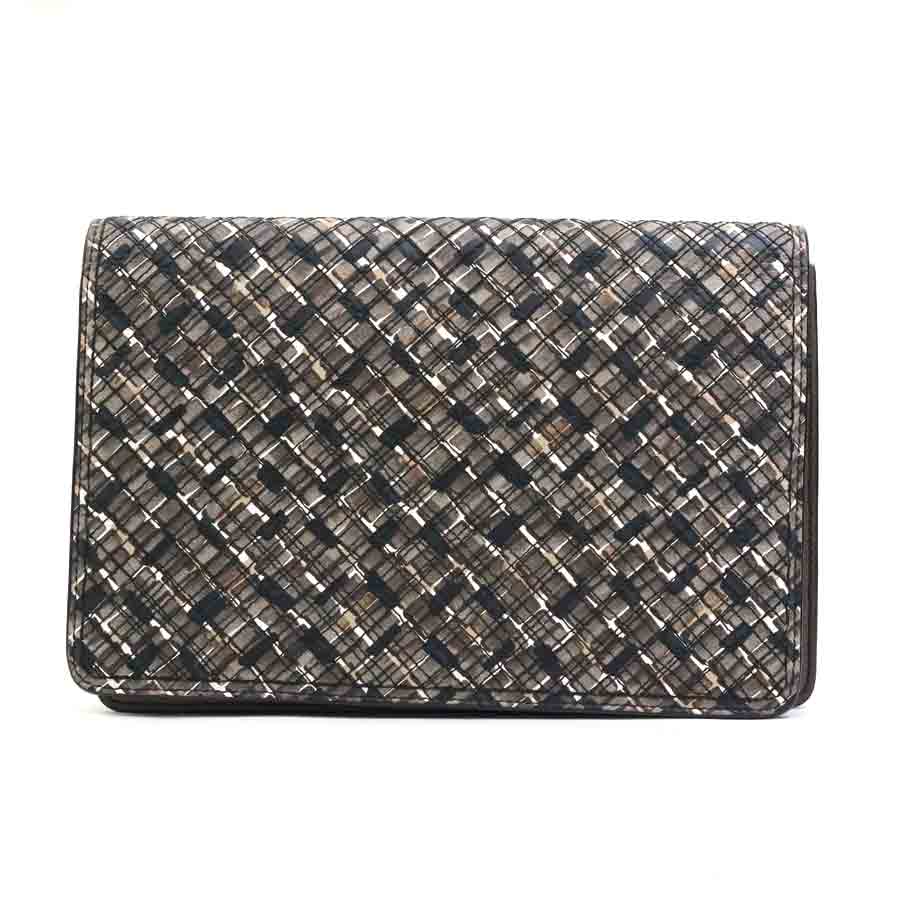 ボッテガヴェネタ BOTTEGAVENETA クラッチバッグ イントレチャート レザー ブラック×ブラウン系 ユニセックス r10694a