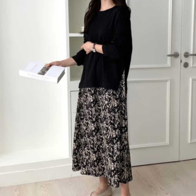 ワンピース デート フレアワンピース ロング 袖あり 長袖 かわいい 大人可愛い きれいめ シンプル カジュアル 大人 上品 おしゃれ お洒落 主役級 存在感 春 秋 10代 20代 30代