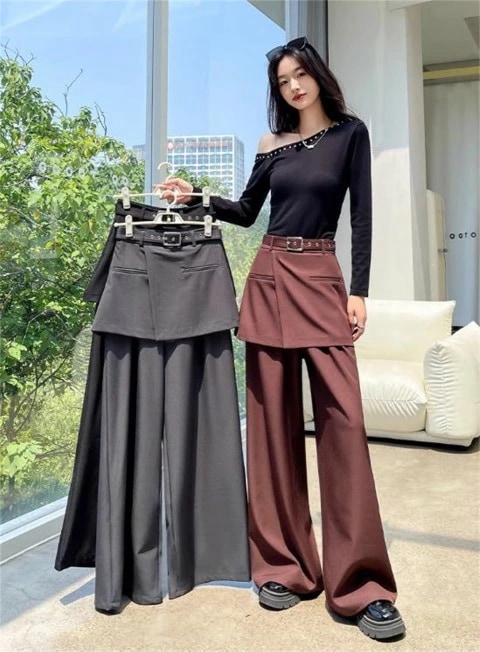キュロット スラックス ワイドパンツ スーツパンツ 重ね着風 シンプル カジュアル レディース大きいサイズ レディース 秋冬 下着 ボトムス ストレート スキニー ショーツ pants
