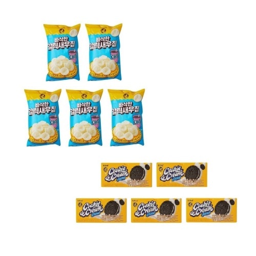 ノーブランドサクサクガーリックエビチップ155g x5個+クッキークリームサンド744g x5個学校事務所 9,473円