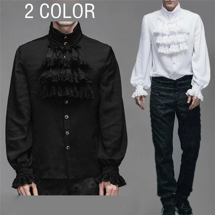 ブラウス 舞台 ステージ 衣装 演劇 豪華に見える 公爵様上着 公爵 貴族服シャツ 白 黒 長袖シャツ 舞台 としても最適 貴族服 中世 貴族 シャツ かっこいい ハロウィン 学園祭 文化祭 コスプレ