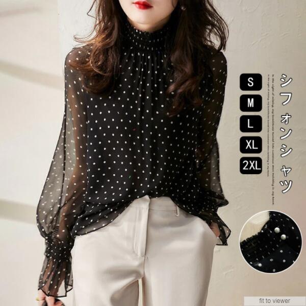 大人気！ ファッション韓国風気質水玉トップシフォンシャツトップスS28 シャツ ブラウス zerobaseone
