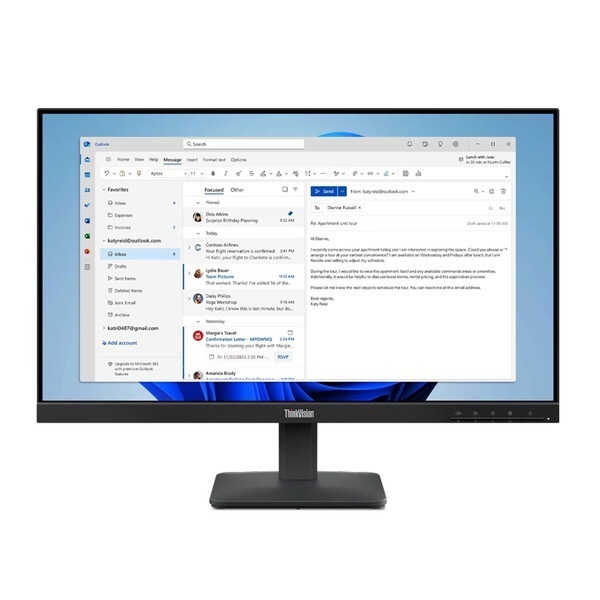 64B5KAR1JP ThinkVision S24-4e (23.8型ワイド液晶ディスプレイ/1920×1080/HDMIアナログRGB/ブラック/スピーカー:なし/3年間フル保証/チルト)