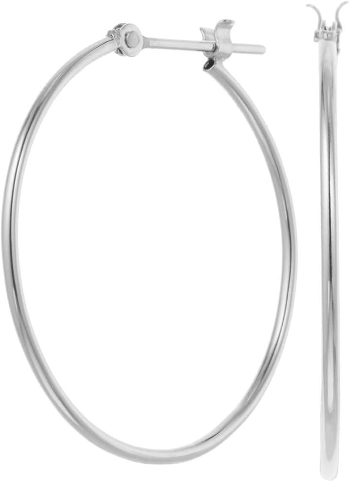 Piena ピエナK14WG ホワイトゴールド フープ大きめ シンプル 日本製 直径約25mm ピアス レディース