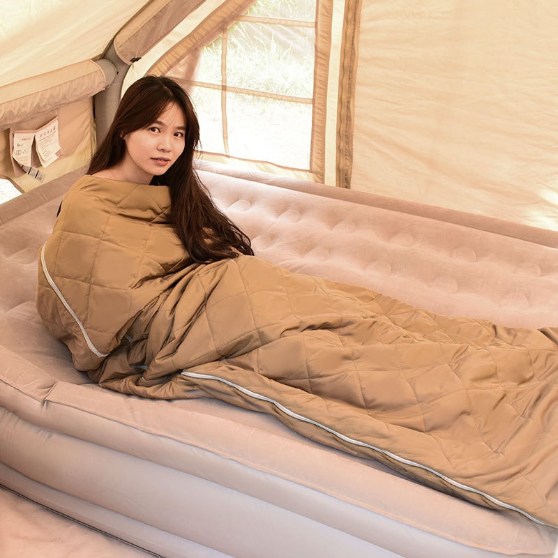 アウトドア超軽量大人用エンベロープフード付き寝袋圧縮袋付き春と秋のキャンプ旅行模造ダウン暖かい寝袋