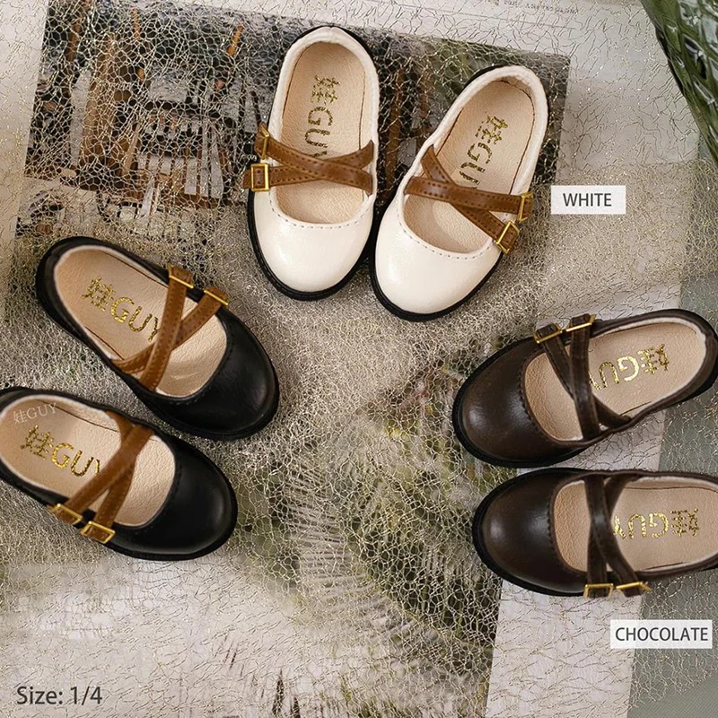 BJD 1/3 1/4 70cm ID75 ドール靴 ダブルストラップ 黒色 白色 チョコレート色 ID75/70cm/SD/MSD/幼SDサイズ球体関節人形用シューズ