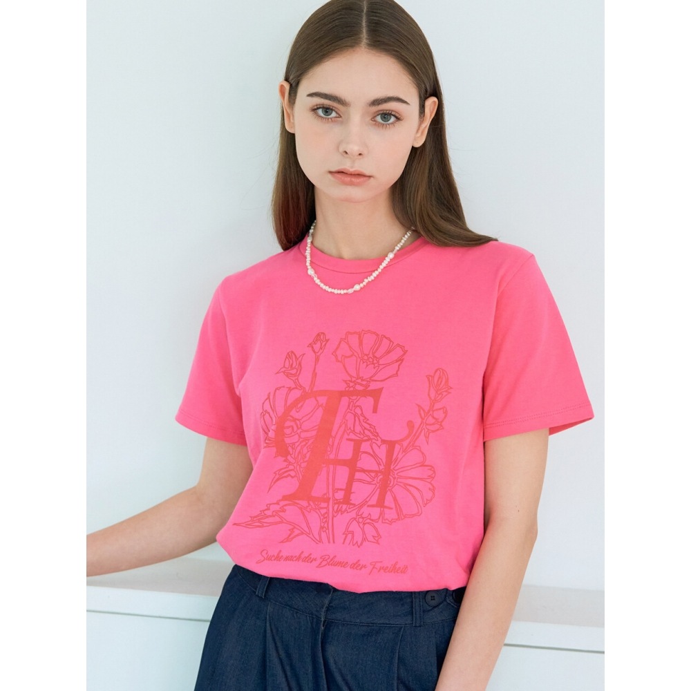 フリーダムフラワーロゴTシャツ（ピンク）