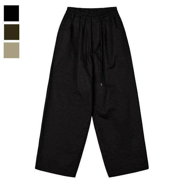 メンズ春秋用ワンタックワイドバンディングパンツ GN-PTA-Q016-ブラック