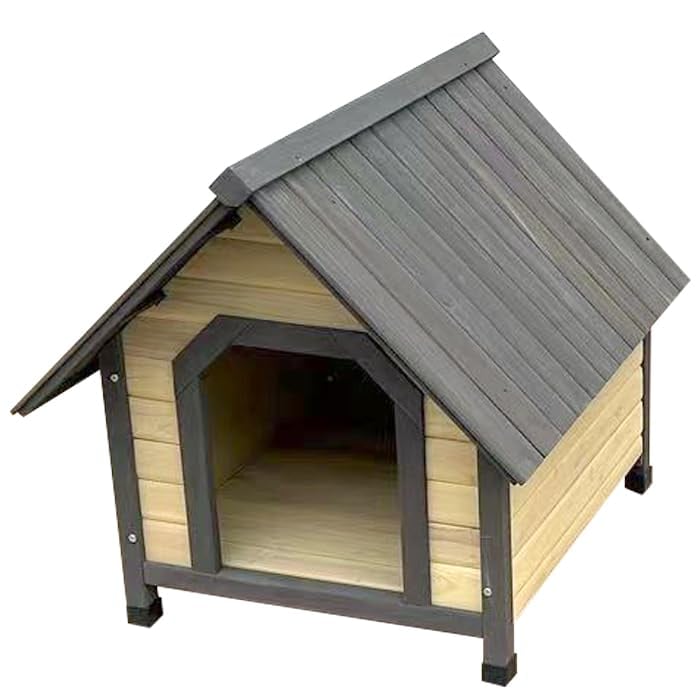 木製犬小屋/屋外用ドッグハウス/天然木/防水仕様/木製犬小屋 (奥行70cmベージュ)/YKW-600