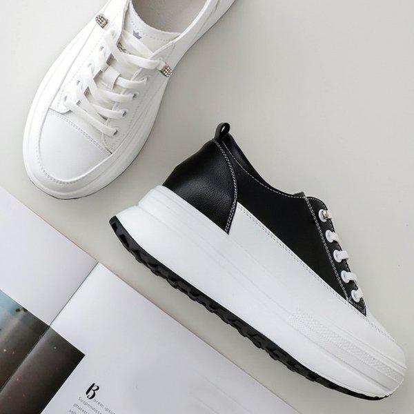 [シューズ] 天然牛革 背が高くなる 女性用 運動靴 スニーカー スリッポン 5.5cm/2color sjperu504