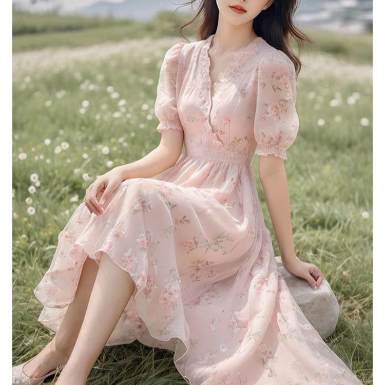 優しいスタイルコーヒーブレイクフランスのハイエンドの美しいファーストラブ気質ウエストにぴったりの妖精のスカート夏